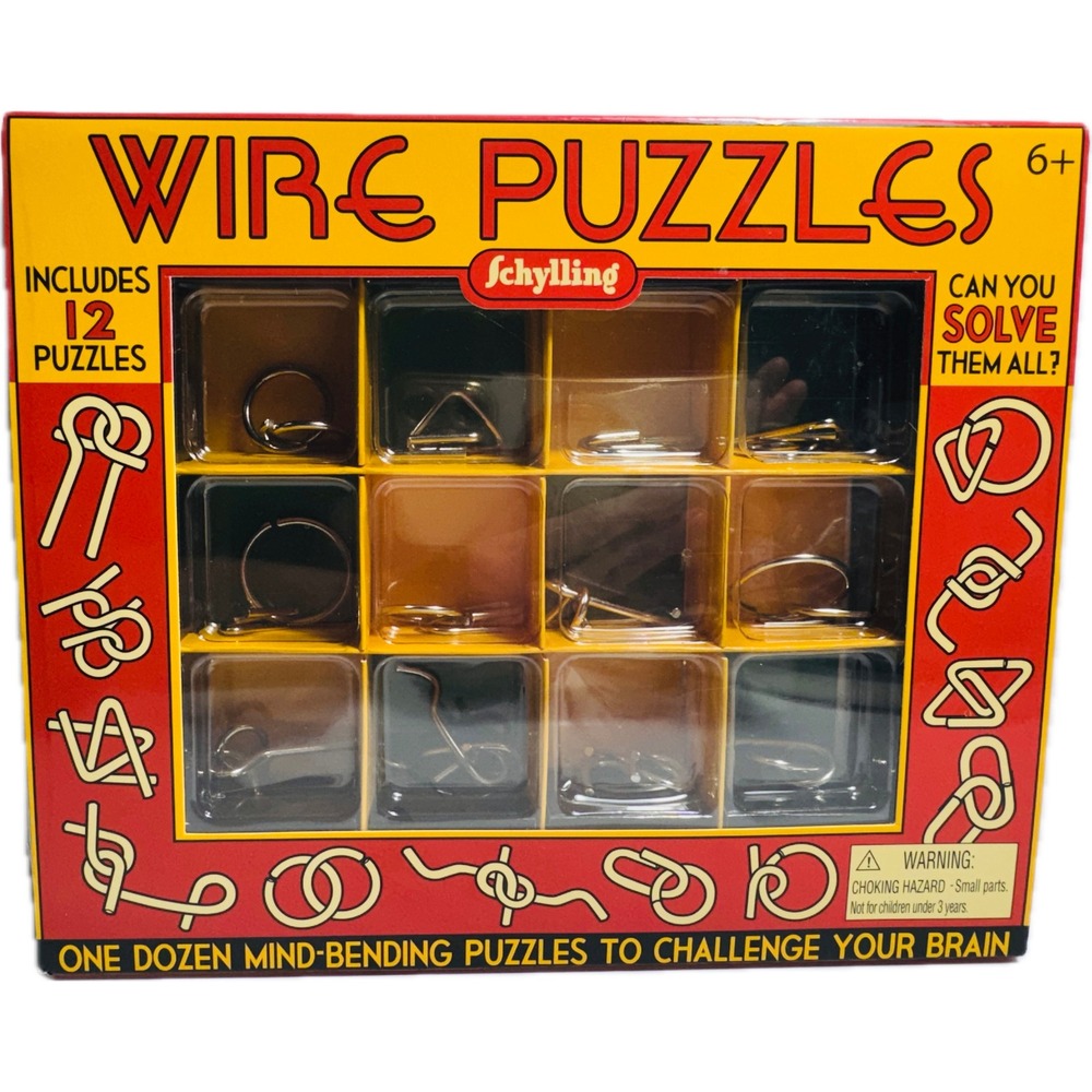 Schylling Wire Puzzles 12 Piece Metal Brain Teaser Set 21160W Ages 6+